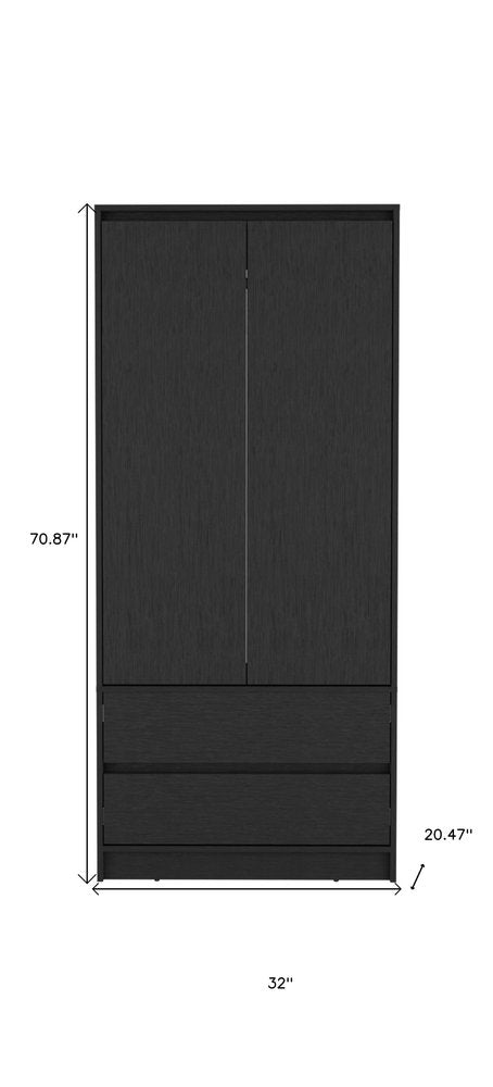 Black Wood Two Door Two Drawer Combo Dresser - 71-inch