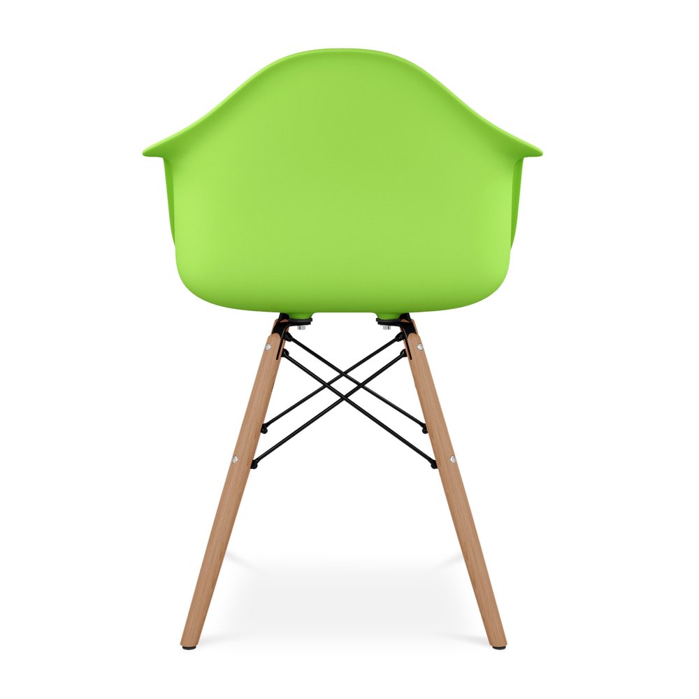 Green and Natural Heavy Duty Plastic and Solid Wood Dining Arm Chair