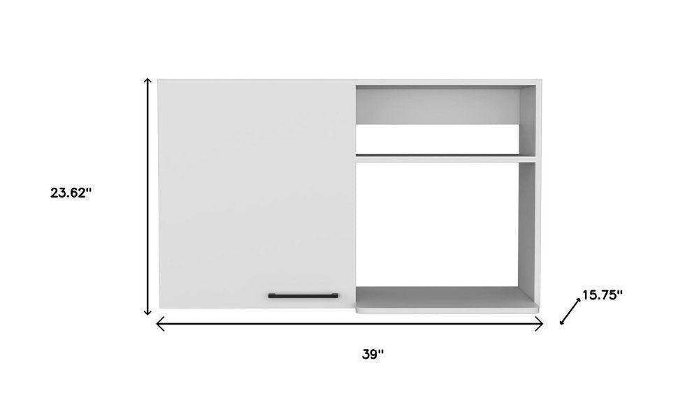 White Wood Wall Mounted Accent Cabinet with Single Door - 39-inch