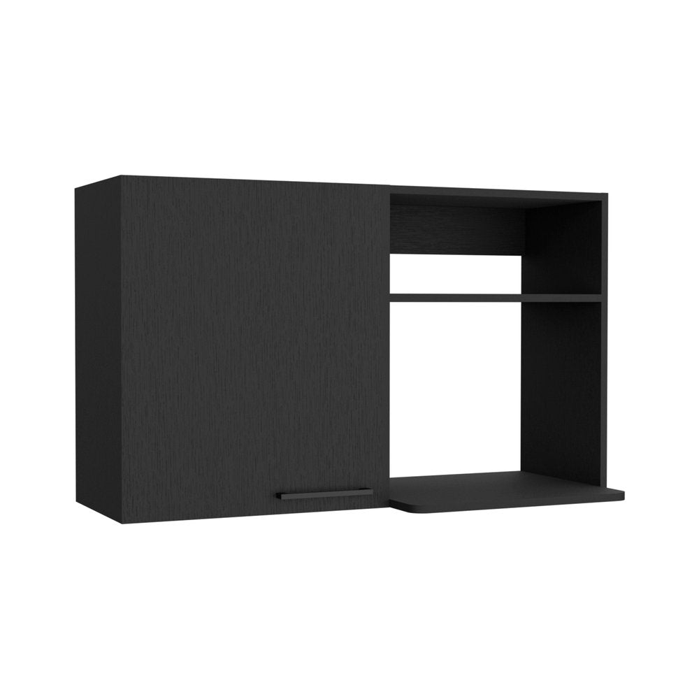 Black Wood Wall Mounted Accent Cabinet with Single Door - 39-inch