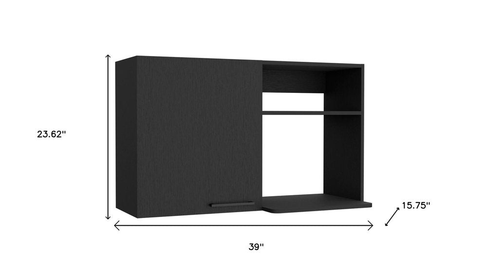 Black Wood Wall Mounted Accent Cabinet with Single Door - 39-inch