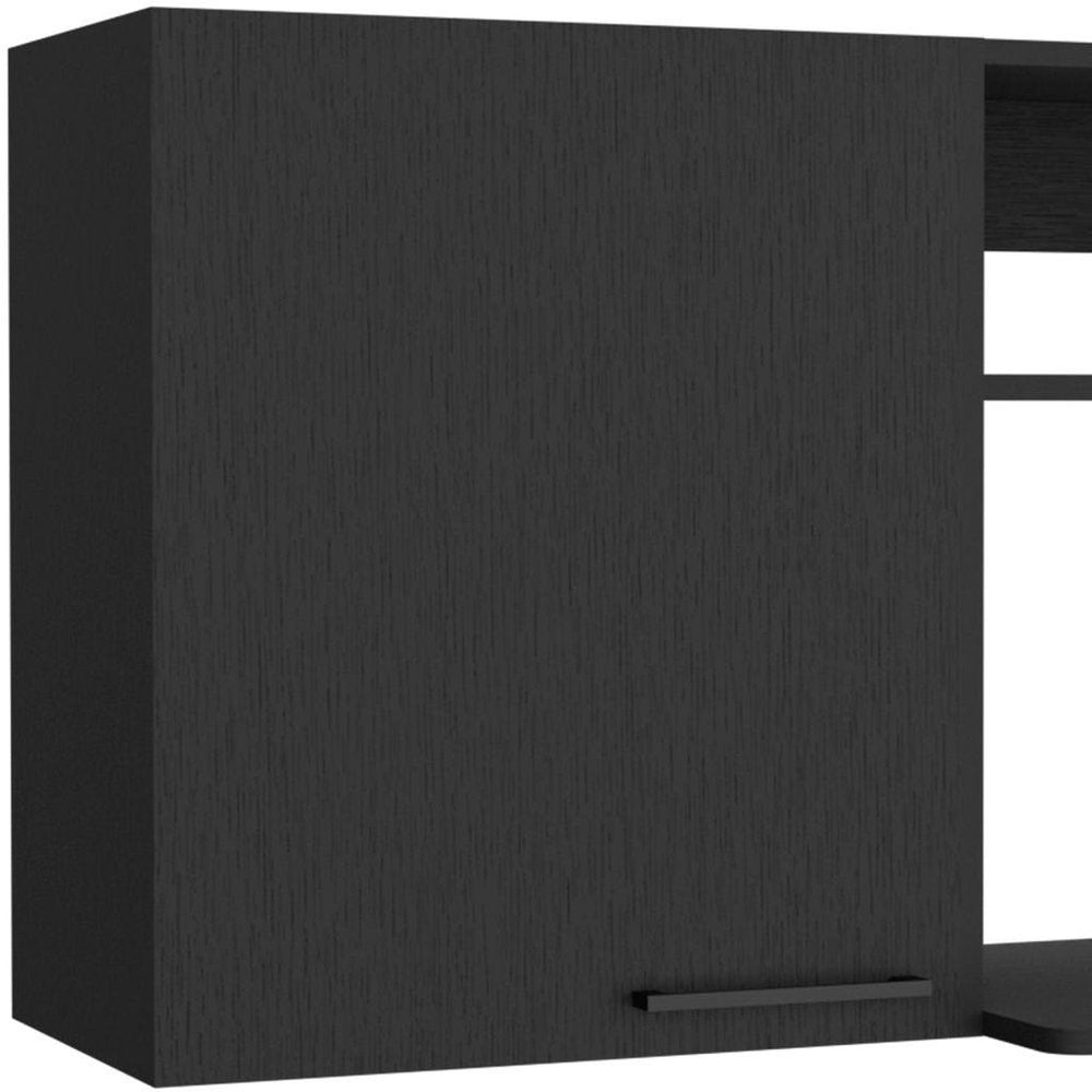 Black Wood Wall Mounted Accent Cabinet with Single Door - 39-inch