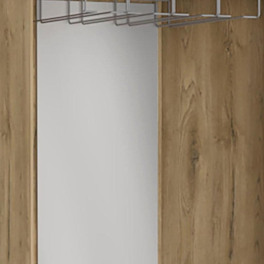 Light Brown Wood Corner Bar Cabinet with Two Doors - 18-inch