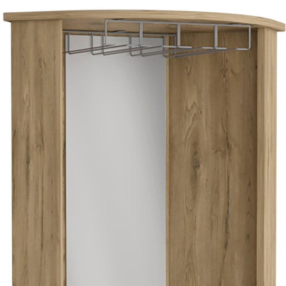 Light Brown Wood Corner Bar Cabinet with Two Doors - 18-inch