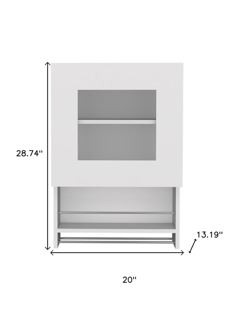 White Wood Wall Mounted China Cabinet with Single Door - 20-inch