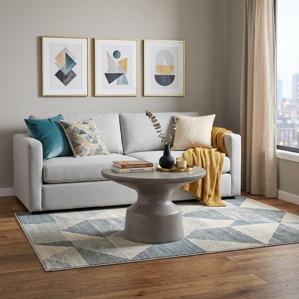 Gray Concrete Round Coffee Table - 24-inch