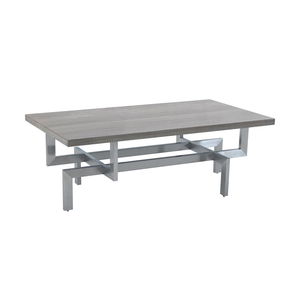 Gray and Silver Stainless Steel Coffee Table - 51-inch