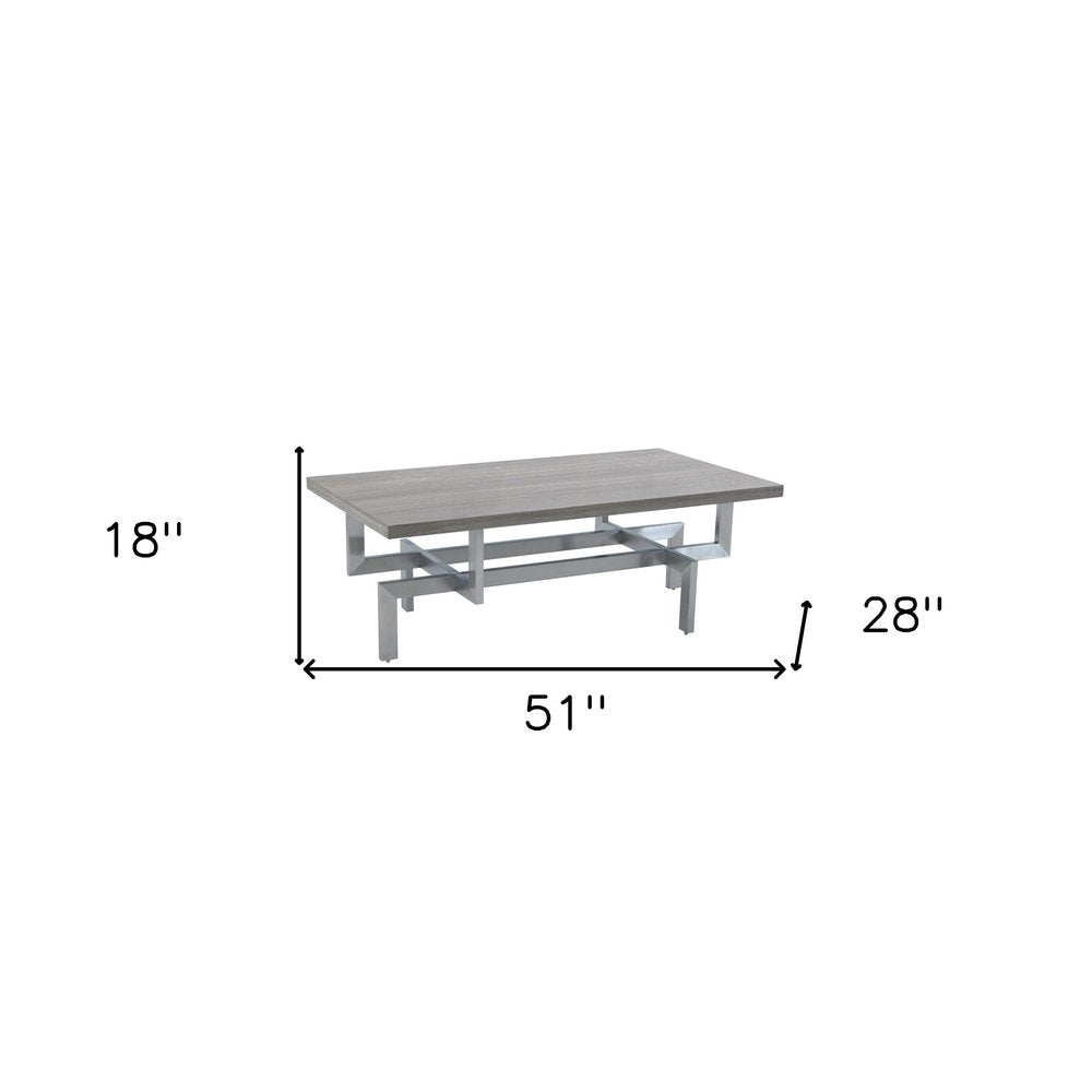 Gray and Silver Stainless Steel Coffee Table - 51-inch