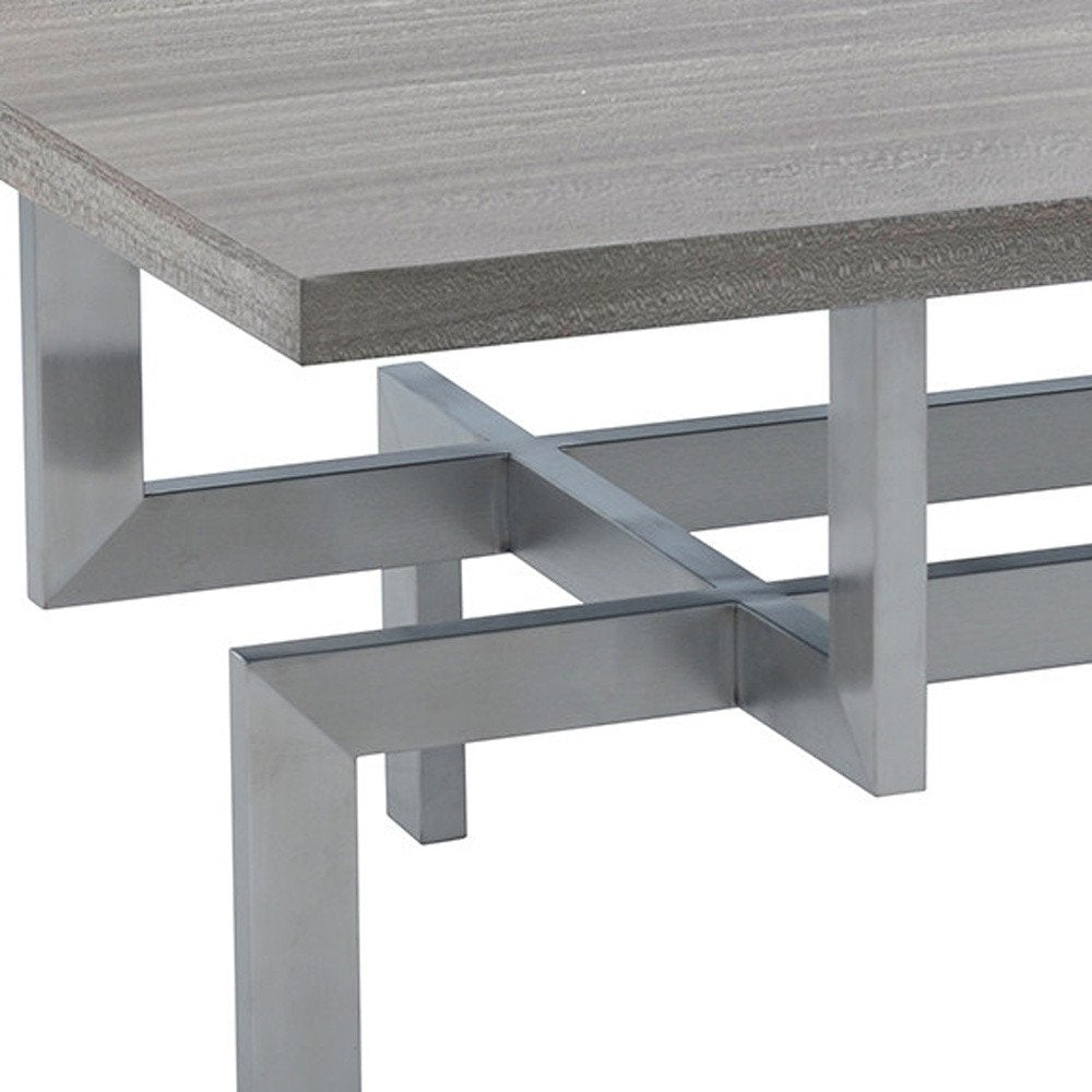Gray and Silver Stainless Steel Coffee Table - 51-inch