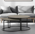 Set of Two 32 Gray and Black Concrete and Metal Round Nested Coffee Tables