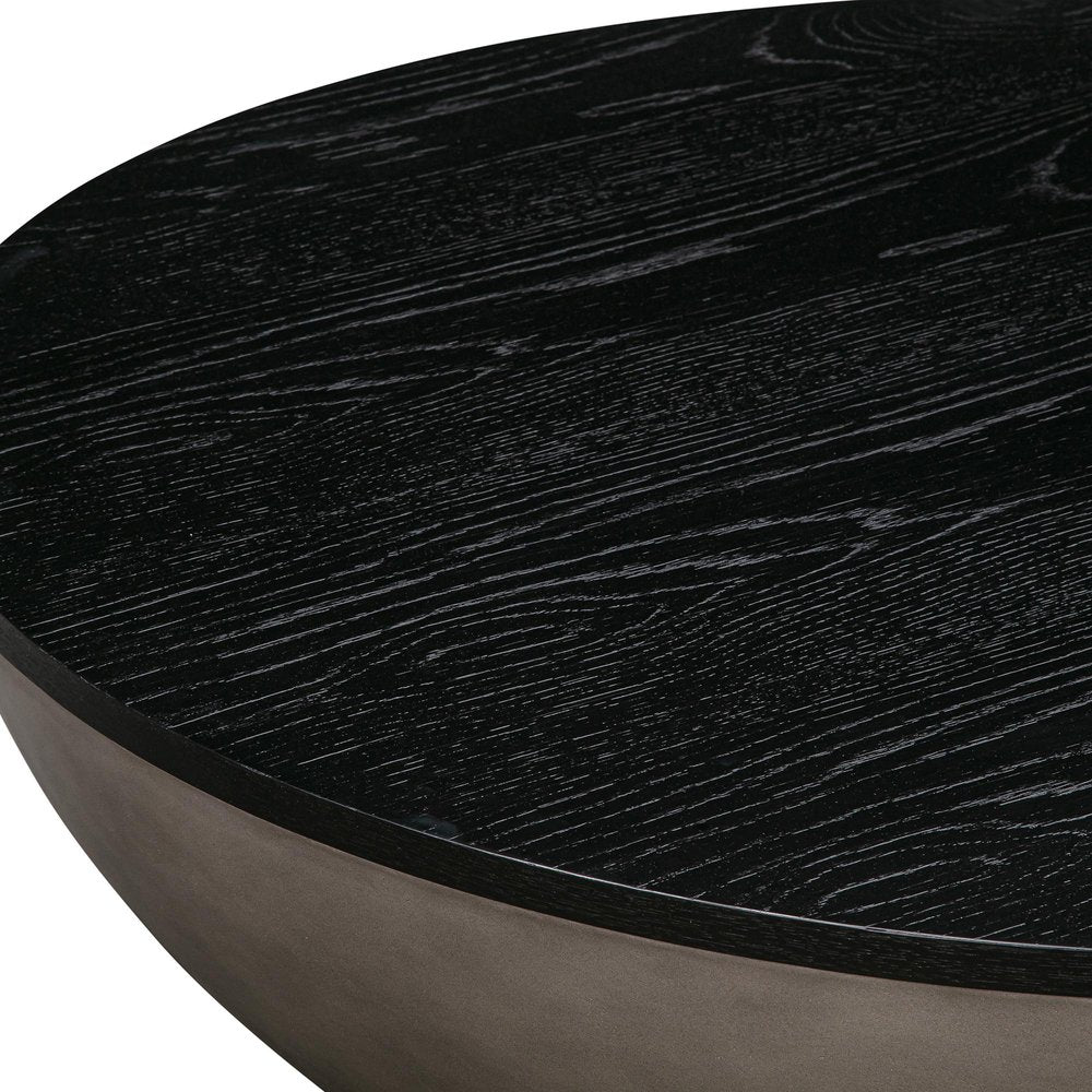 Black and Gray Solid Wood and Concrete Round Coffee Table - 48-inch