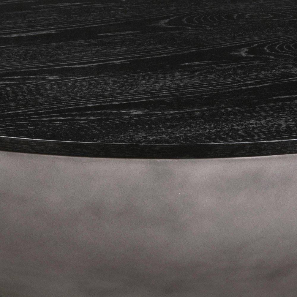 Black and Gray Solid Wood and Concrete Round Coffee Table - 48-inch