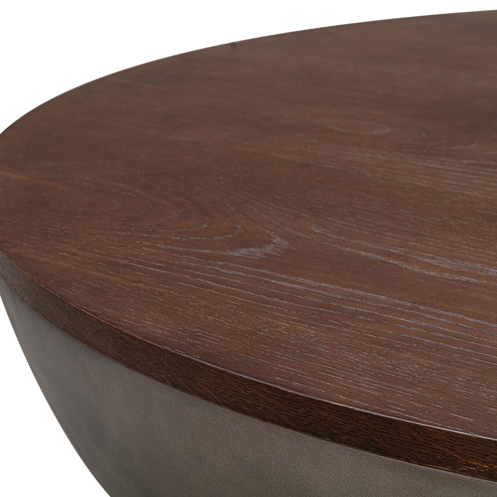 Brown and Gray Solid Wood and Concrete Round Coffee Table - 48-inch