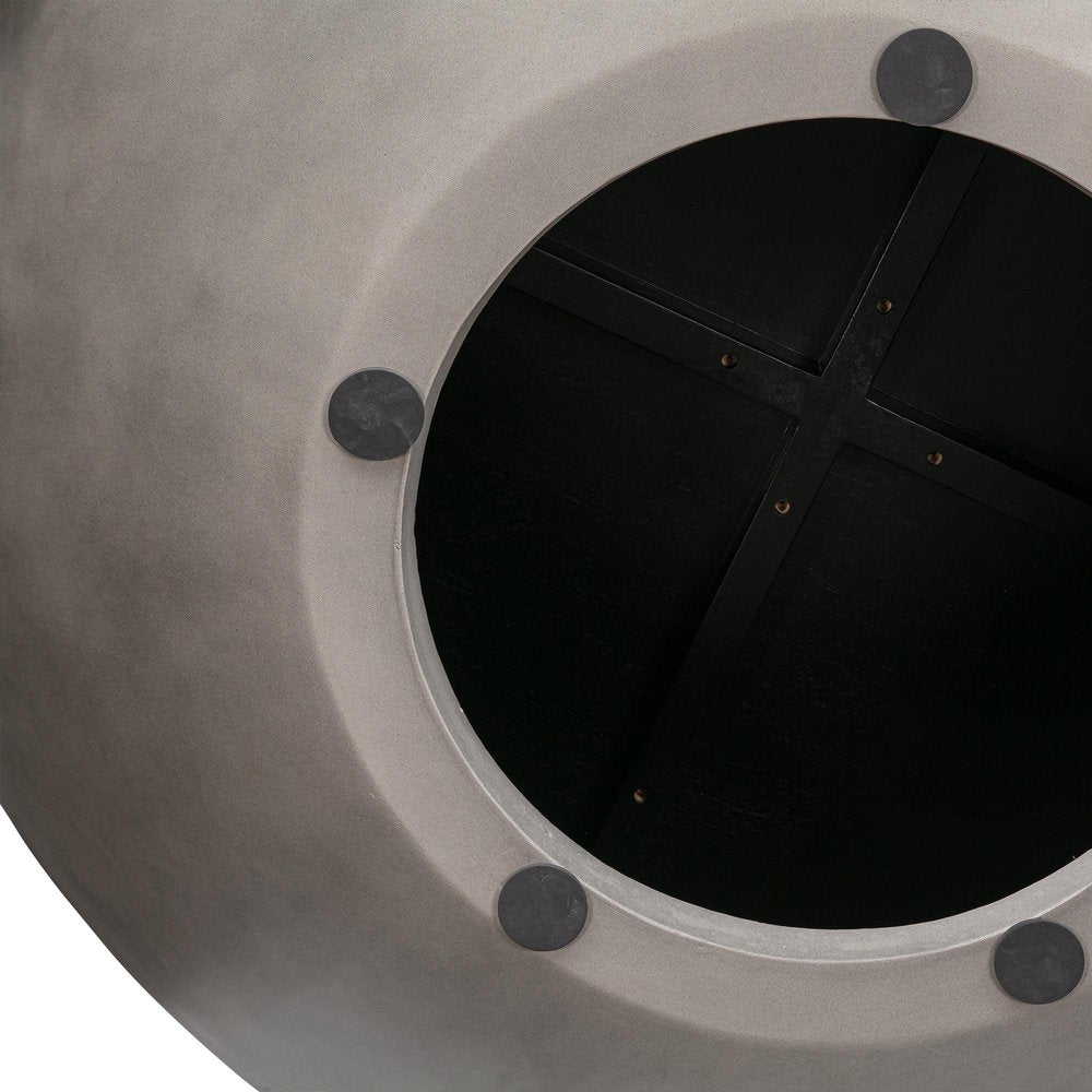 Brown and Gray Solid Wood and Concrete Round Coffee Table - 48-inch