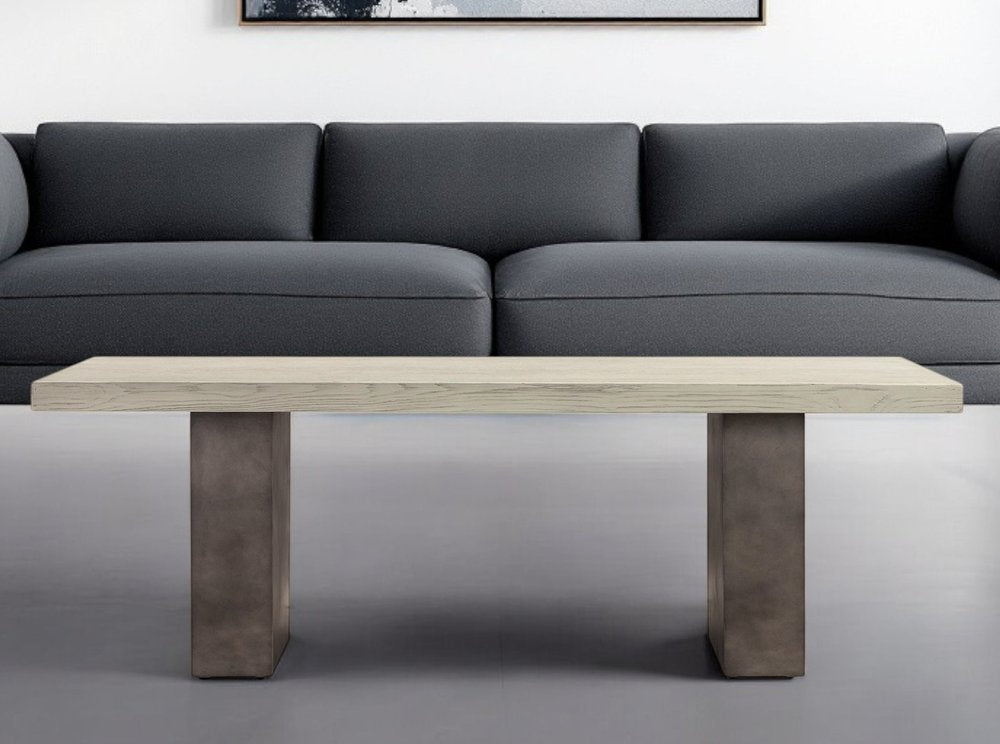 Gray and Dark Gray Solid Wood and Concrete Coffee Table - 24-inch