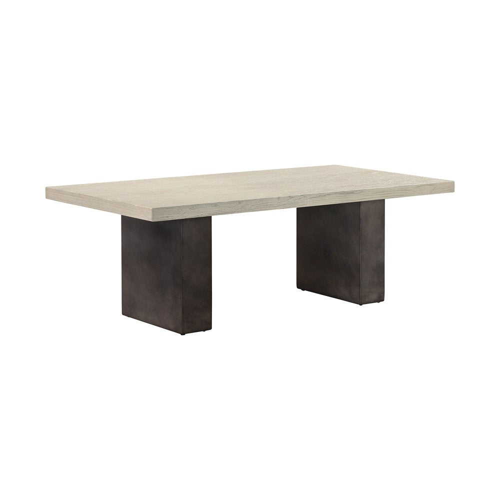 Gray and Dark Gray Solid Wood and Concrete Coffee Table - 24-inch