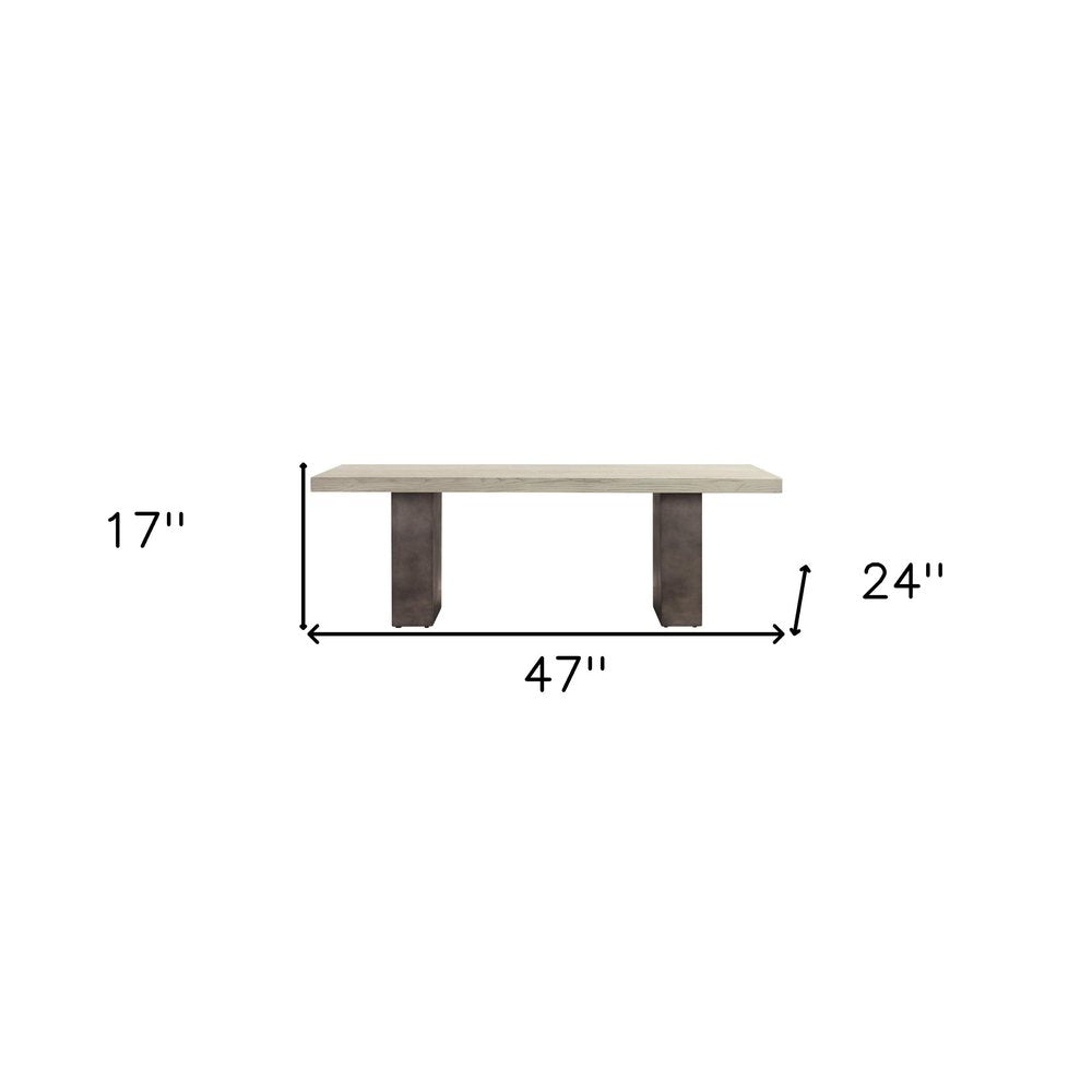 Gray and Dark Gray Solid Wood and Concrete Coffee Table - 24-inch