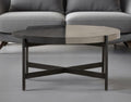 Gray and Black Concrete and Metal Round Coffee Table - 32-inch