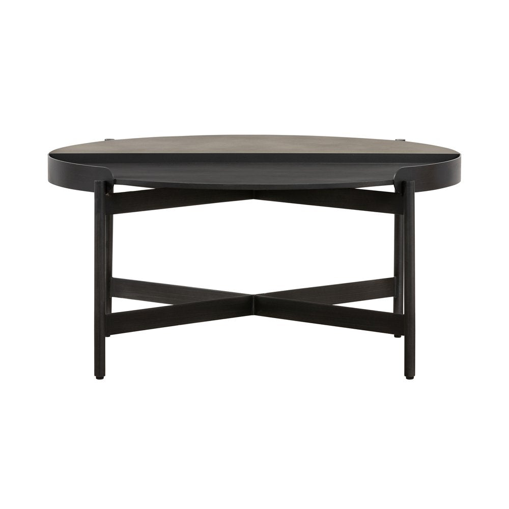 Gray and Black Concrete and Metal Round Coffee Table - 32-inch