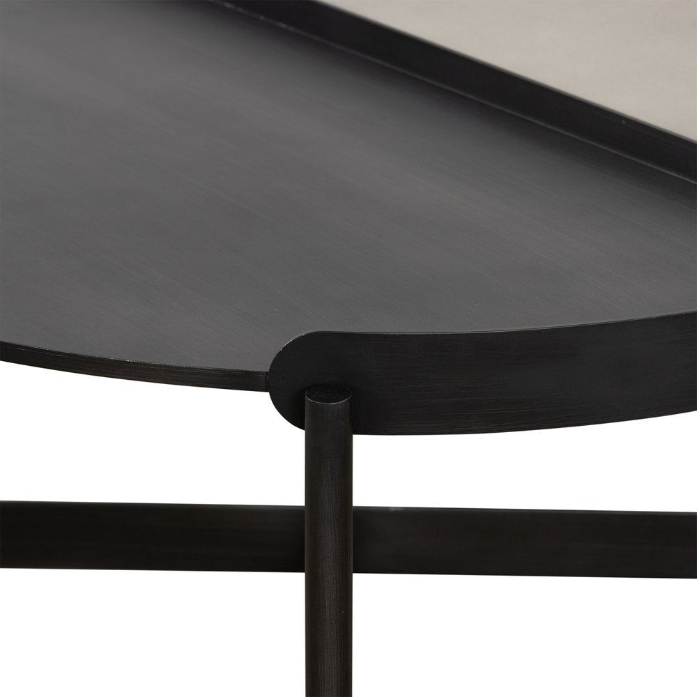 Gray and Black Concrete and Metal Round Coffee Table - 32-inch