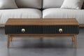 Brown and Black Coffee Table with Two Drawers - 47-inch