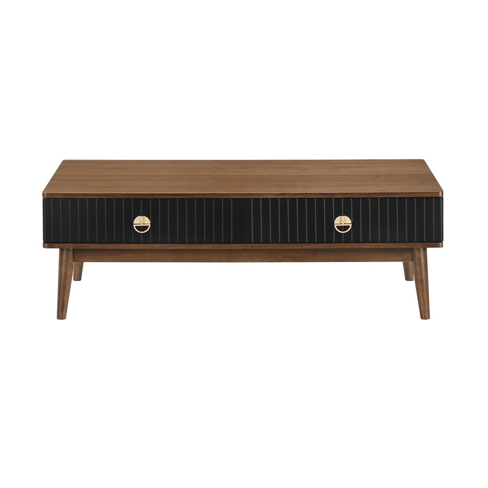 Brown and Black Coffee Table with Two Drawers - 47-inch