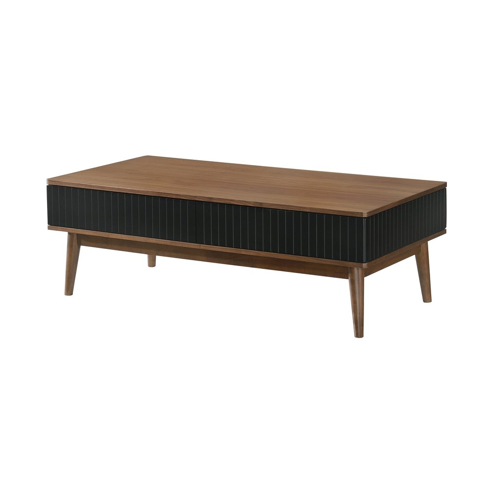 Brown and Black Coffee Table with Two Drawers - 47-inch