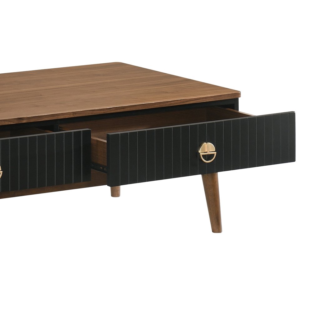 Brown and Black Coffee Table with Two Drawers - 47-inch