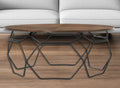Brown and Black Solid Wood and Metal Round Coffee Table - 36-inch