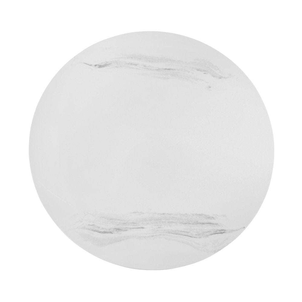 White and Black Genuine Marble and Metal Round Coffee Table - 36-inch