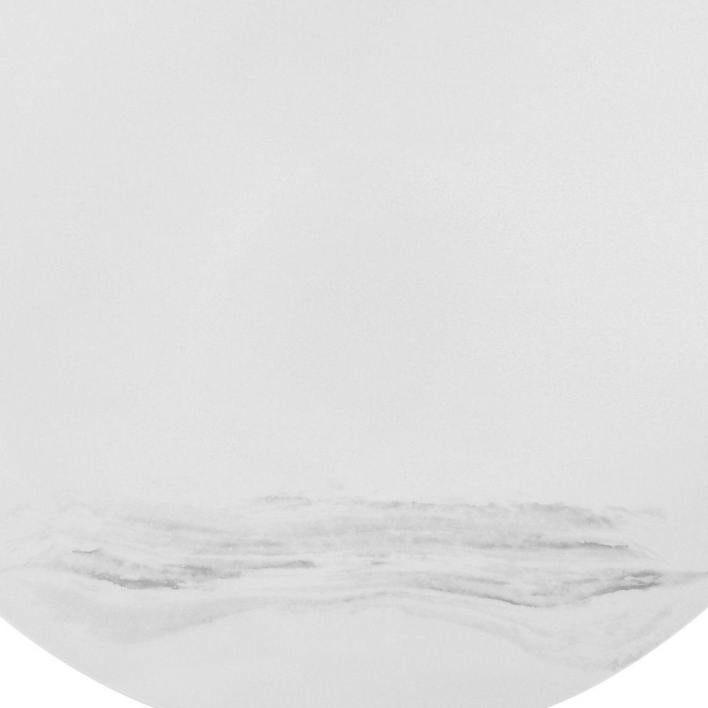 White and Black Genuine Marble and Metal Round Coffee Table - 36-inch