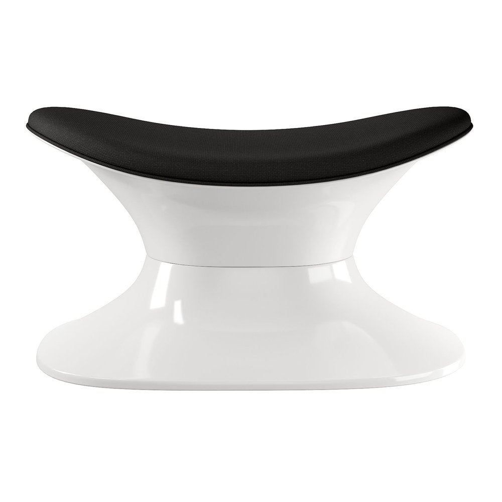 Black and White Wool and Fiberglass Contempo Footstool Ottoman