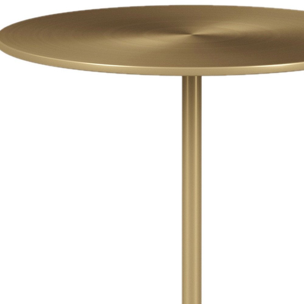 White and Gold Steel and Marble Round End Table - 20-inch