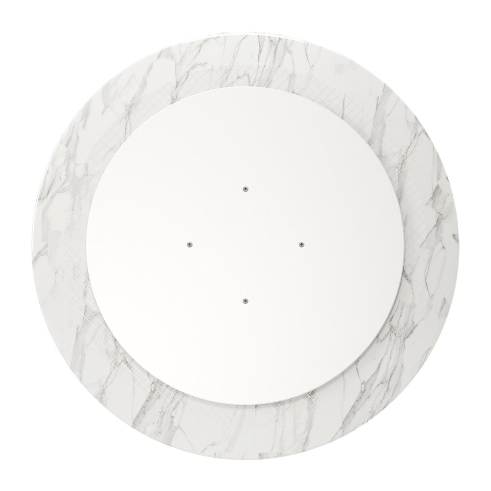 White and Gold Rounded Marble and Metal Pedestal Base Dining Table - 40-inch