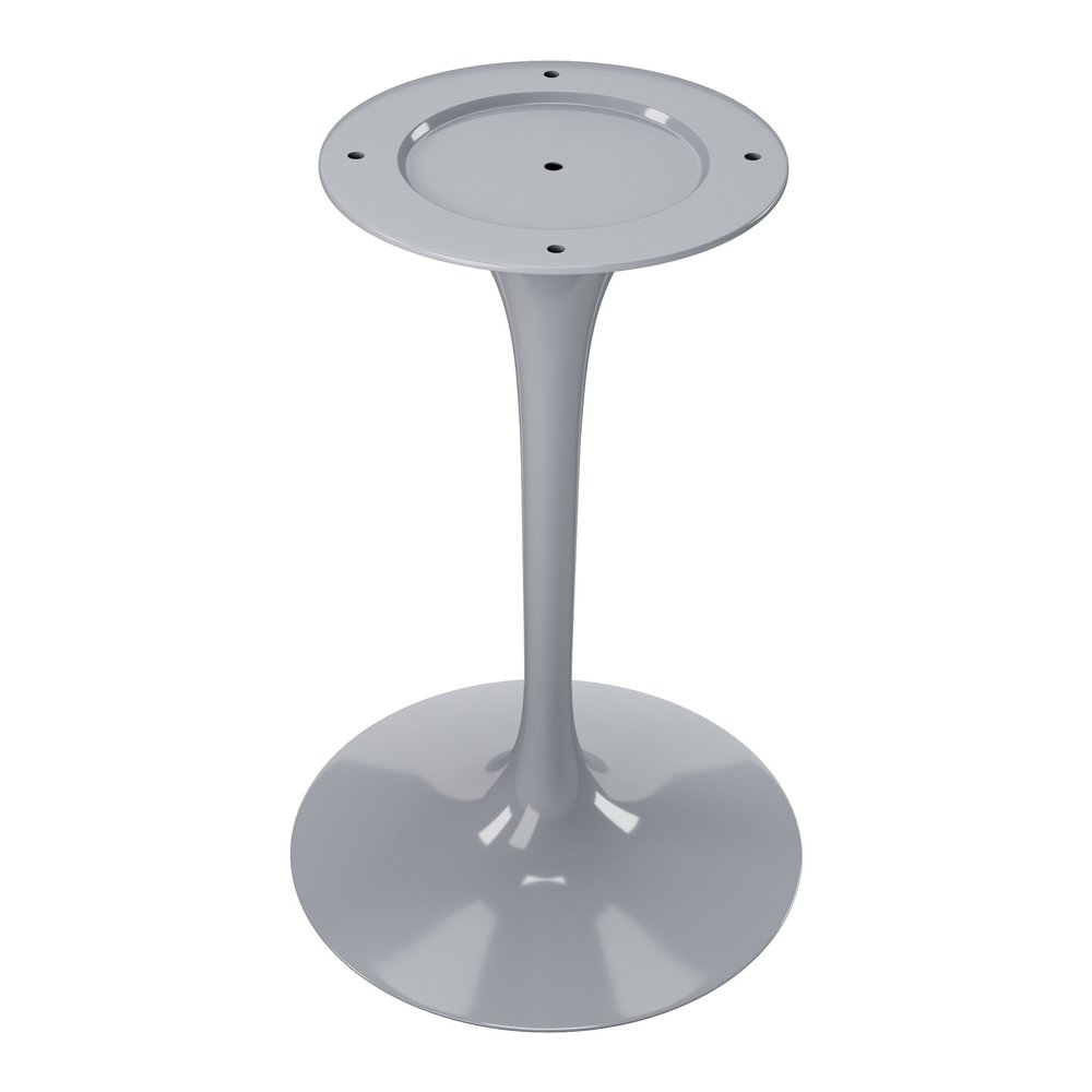 White and Gray Rounded Marble and Metal Pedestal Base Dining Table - 40-inch