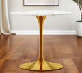 White and Gold Marble and Metal Dining Table - 32-inch