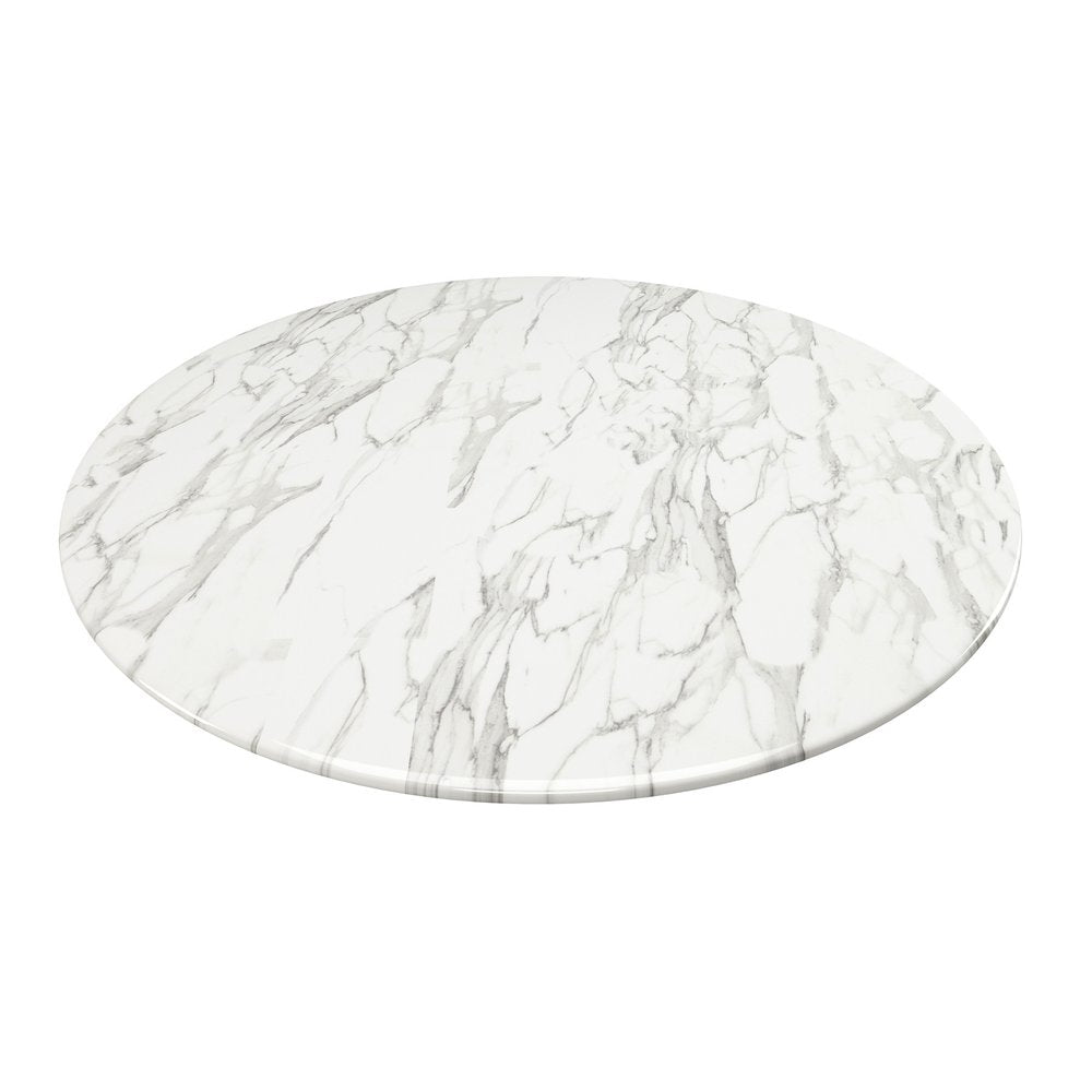 White and Gold Marble and Metal Dining Table - 32-inch