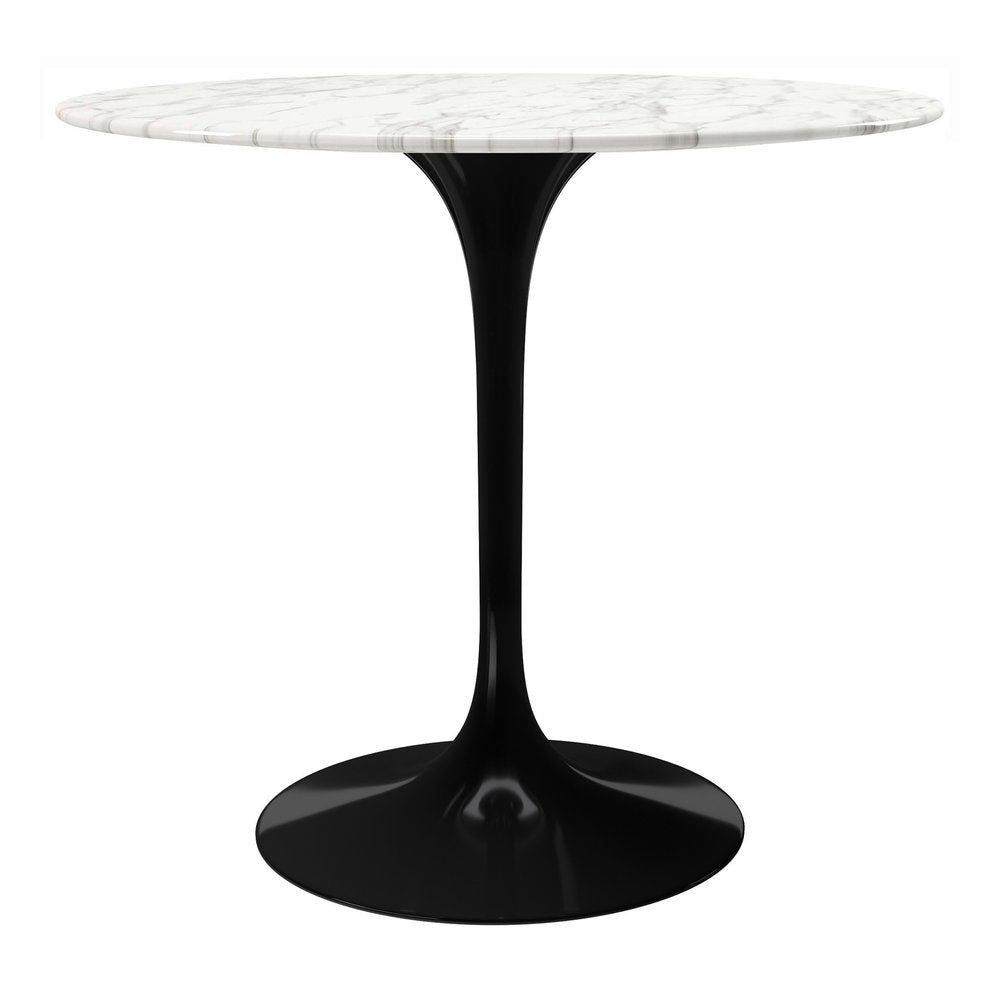 White and Black Marble and Metal Dining Table - 32-inch