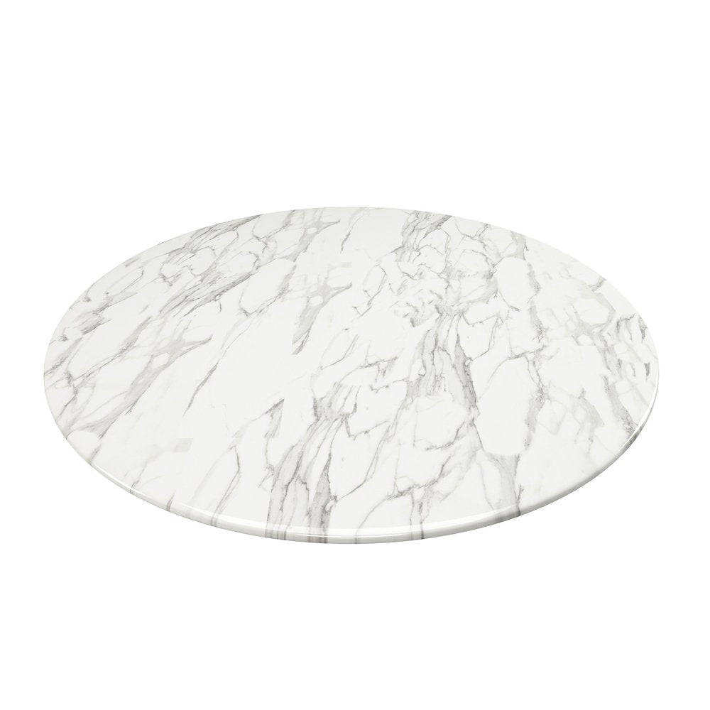White and Black Marble and Metal Dining Table - 32-inch