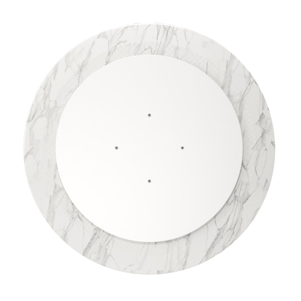 White and Black Marble and Metal Dining Table - 32-inch