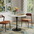 White and Black Marble and Metal Dining Table - 32-inch