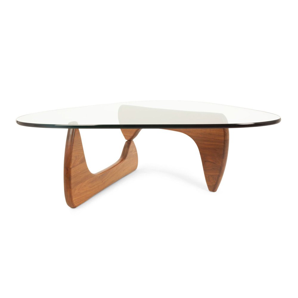 Clear and Brown Glass and Solid Wood Triangle Coffee Table - 50-inch