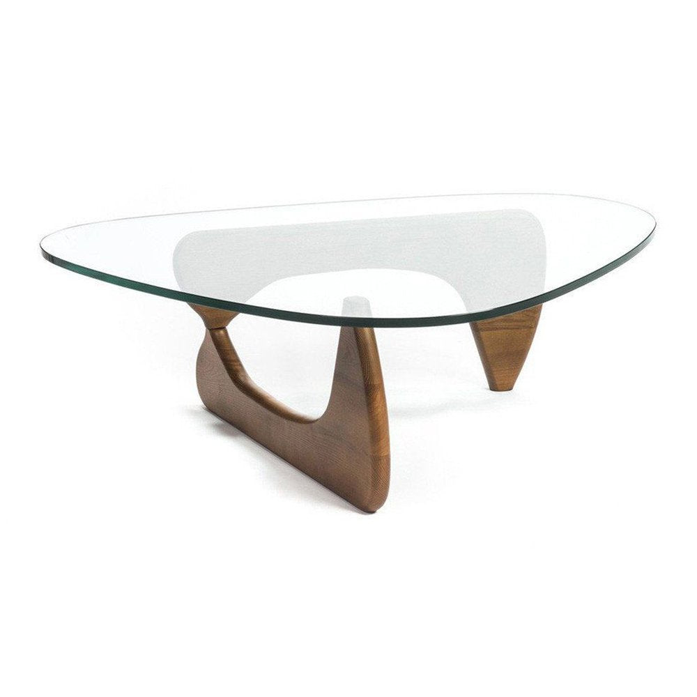 Clear and Brown Glass and Solid Wood Triangle Coffee Table - 50-inch