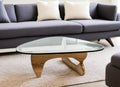 Clear and Brown Glass and Solid Wood Triangle Coffee Table - 50-inch
