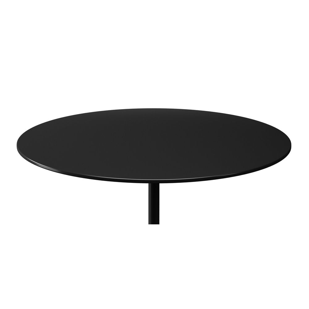 Black Steel and Stone Round Coffee Table - 17-inch