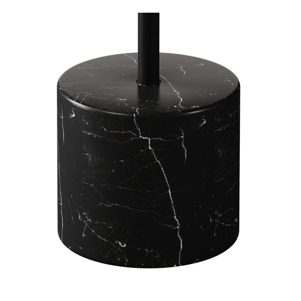 Black Steel and Stone Round Coffee Table - 17-inch