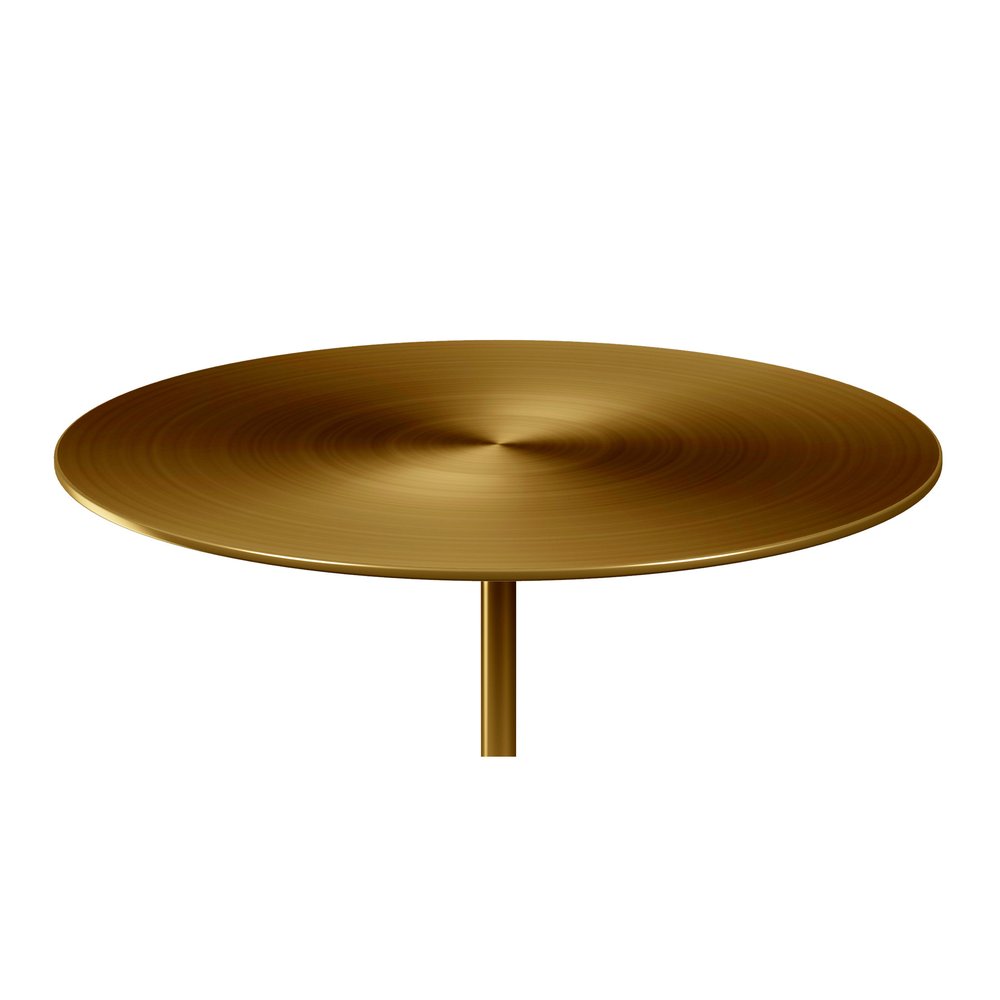 Gold and White Steel and Stone Round Coffee Table - 17-inch