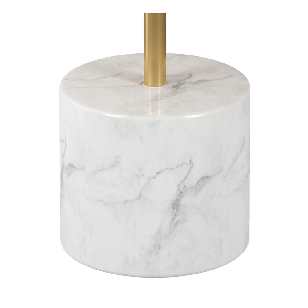 Gold and White Steel and Stone Round Coffee Table - 17-inch