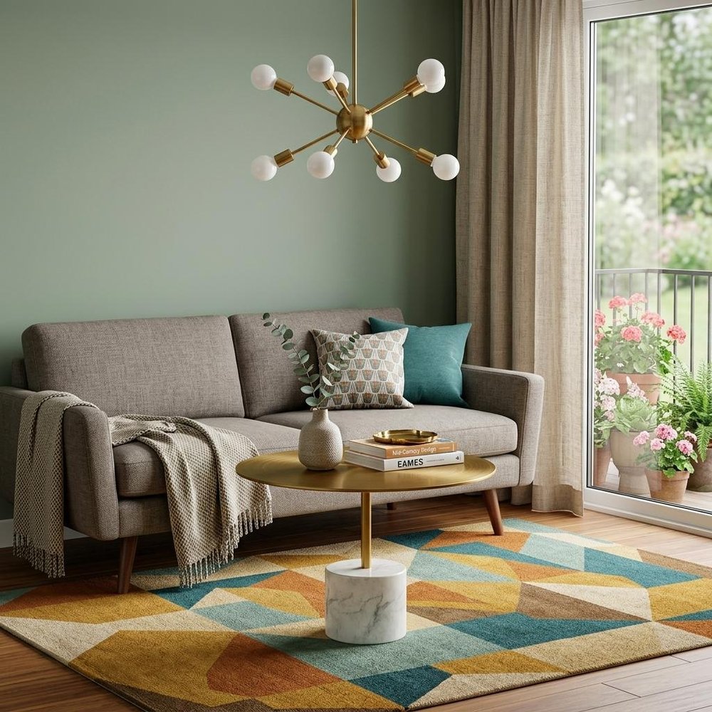 Gold and White Steel and Stone Round Coffee Table - 17-inch