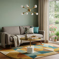 Gold and White Steel and Stone Round Coffee Table - 17-inch